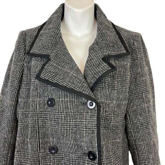 ATHENA MARIE Gray Academia Double Breast Plaid Wool Blend Jacket Suit Preppy M - Picture 3 of 14